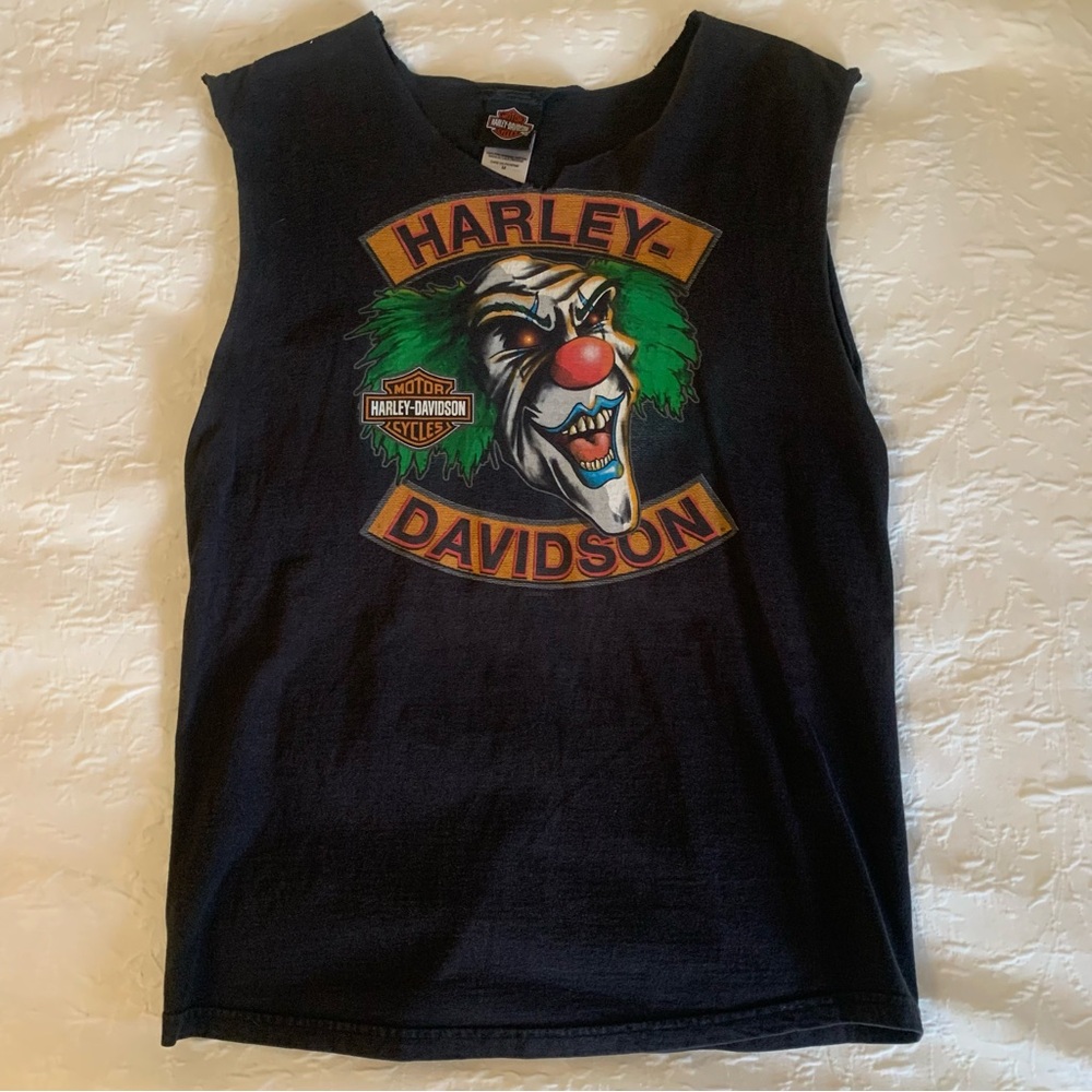 Vintage 2008 Harley Davidson Clown Graphic Tank Top